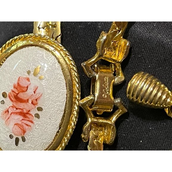 Goldette Semi Parure Enamel Roses - Picture 7 of 7